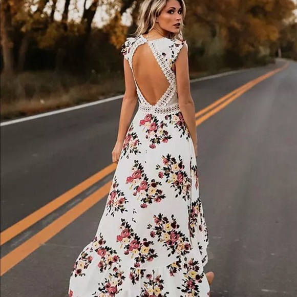🌟Chelsea Cotton Floral Open Back Dress - Picture 4 of 6